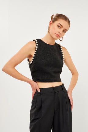 ENDLESS ROSE - Pearl Trimmed Top - TOPS available at Objectrare