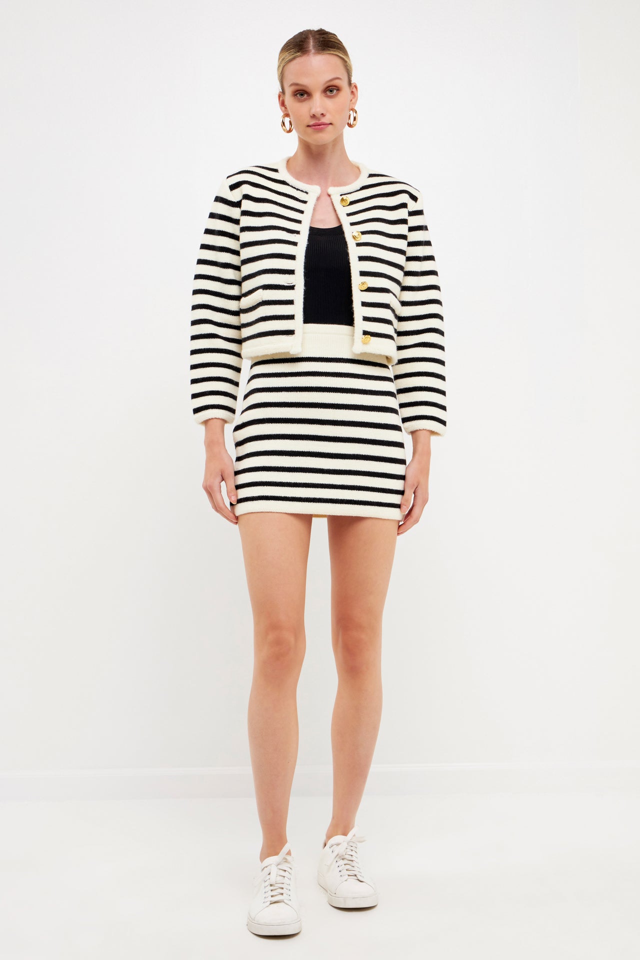 ENGLISH FACTORY - Knit Striped Mini Skirt - SKIRTS available at Objectrare