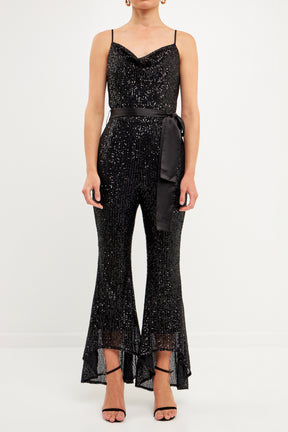 ENDLESS ROSE - Sequin Spaghetti Strap Jumpsuit - JUMPSUITS available at Objectrare