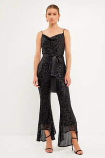 ENDLESS ROSE - Sequin Spaghetti Strap Jumpsuit - JUMPSUITS available at Objectrare