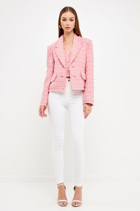 ENGLISH FACTORY - Single-Breasted Tweed Blazer - BLAZERS available at Objectrare