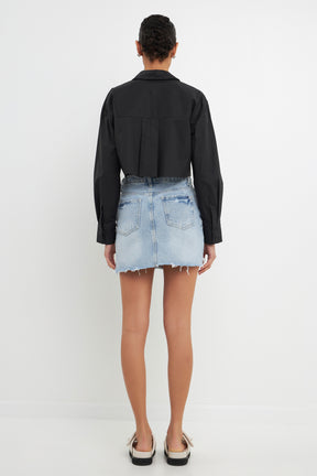 GREY LAB - High Low Acid Wash Denim Skirt - SKIRTS available at Objectrare