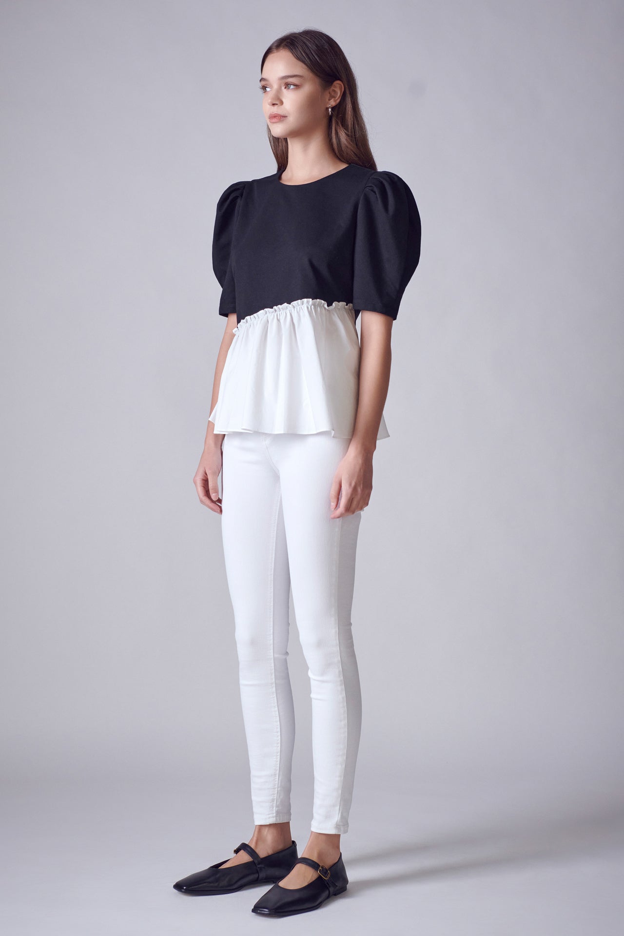 ENGLISH FACTORY - Mixed Media Asymmetrical Top - TOPS available at Objectrare