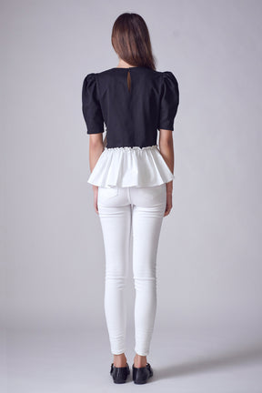 ENGLISH FACTORY - Mixed Media Asymmetrical Top - TOPS available at Objectrare