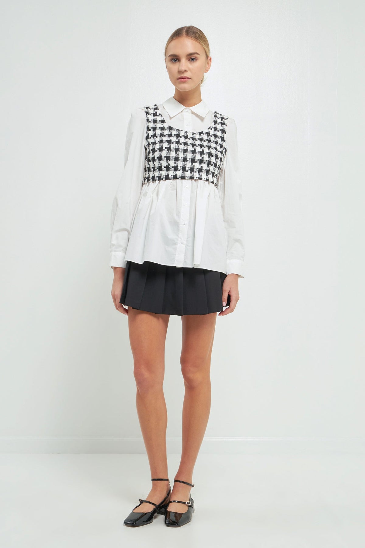 ENGLISH FACTORY - Check Tweed Poplin Blouse - TOPS available at Objectrare