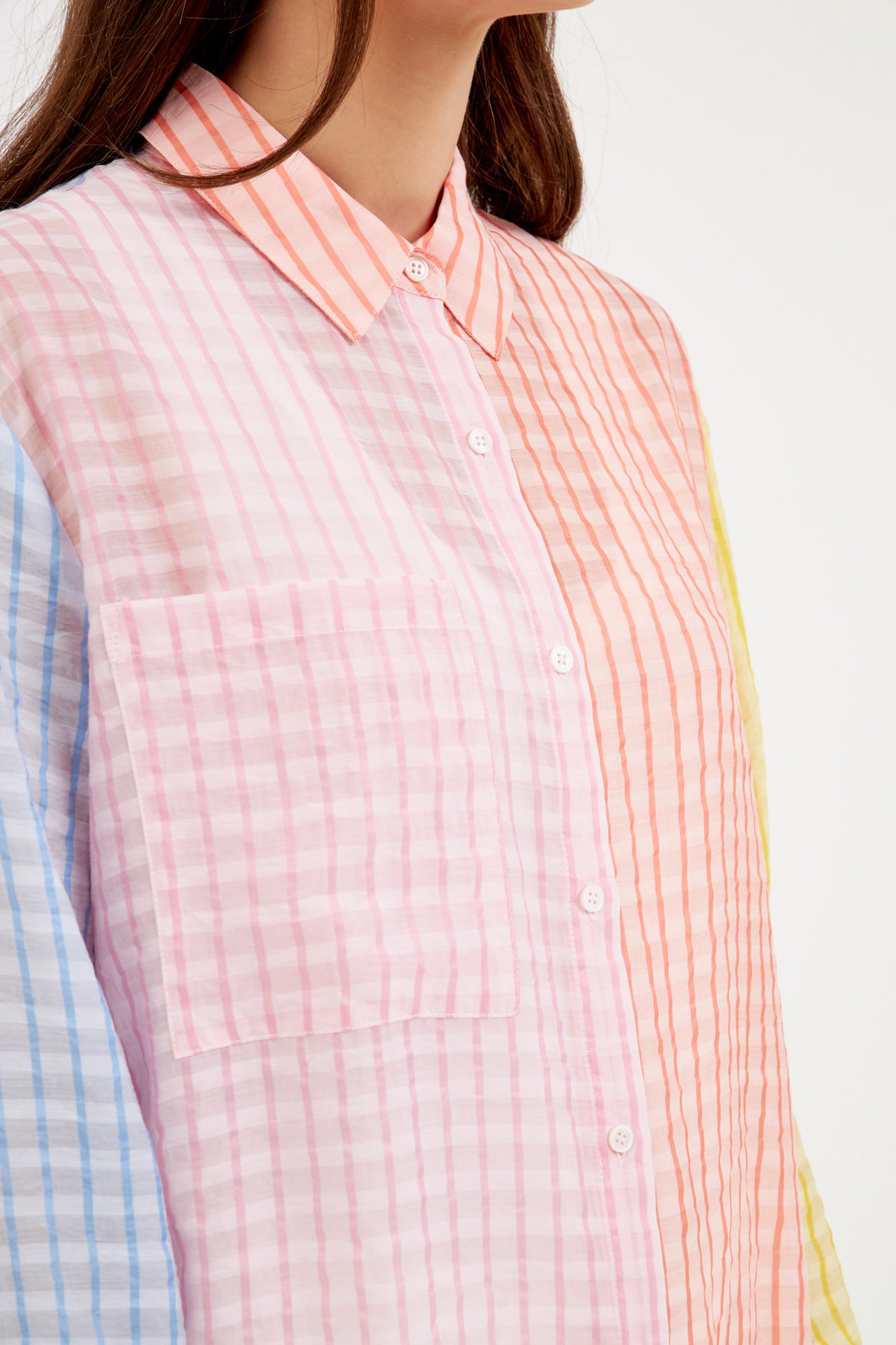 ENGLISH FACTORY - Color Block Gingham Shirt - SHIRTS & BLOUSES available at Objectrare