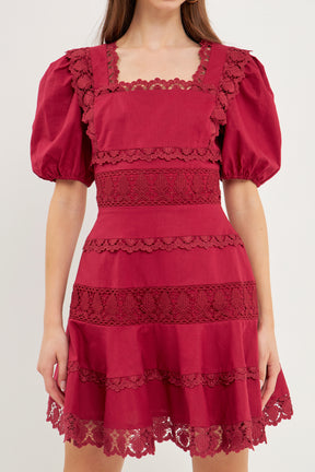 ENDLESS ROSE - Lace Fit-and-Flare Mini Dress - DRESSES available at Objectrare
