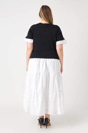 ENGLISH FACTORY - Mixed Media Short Sleeve Maxi Dress - DRESSES available at Objectrare
