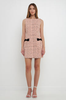 ENDLESS ROSE - Premium Sleeveless Tweed Mini Dress - DRESSES available at Objectrare