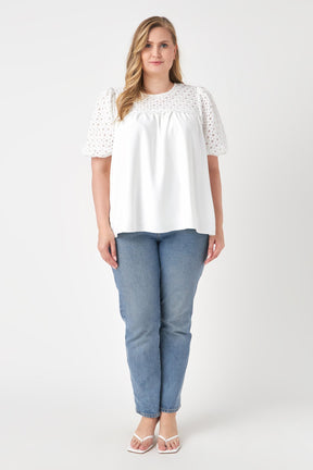 ENGLISH FACTORY - Eyelet Flounced Top - TOPS available at Objectrare