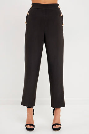 ENDLESS ROSE - High Waisted Buttoned Trousers - PANTS available at Objectrare