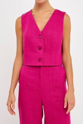 ENDLESS ROSE - Cropped Linen Vest - TOPS available at Objectrare