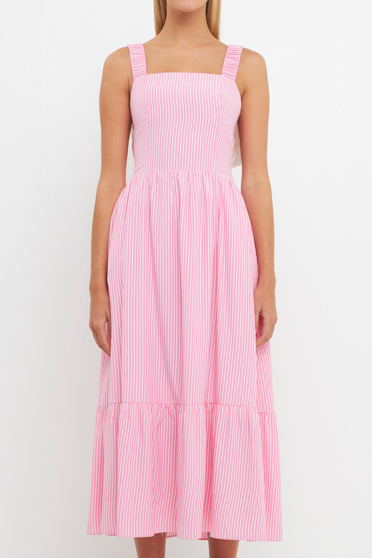 ENGLISH FACTORY - Contrast Bow Striped Maxi Dress - DRESSES available at Objectrare