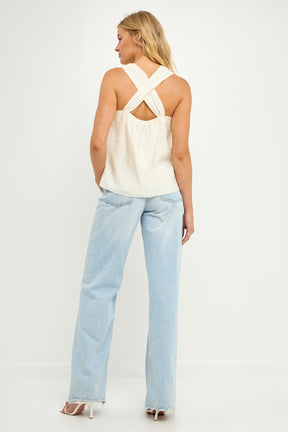 ENDLESS ROSE - Loop Halter Neck with Cross Back Detail - TOPS available at Objectrare