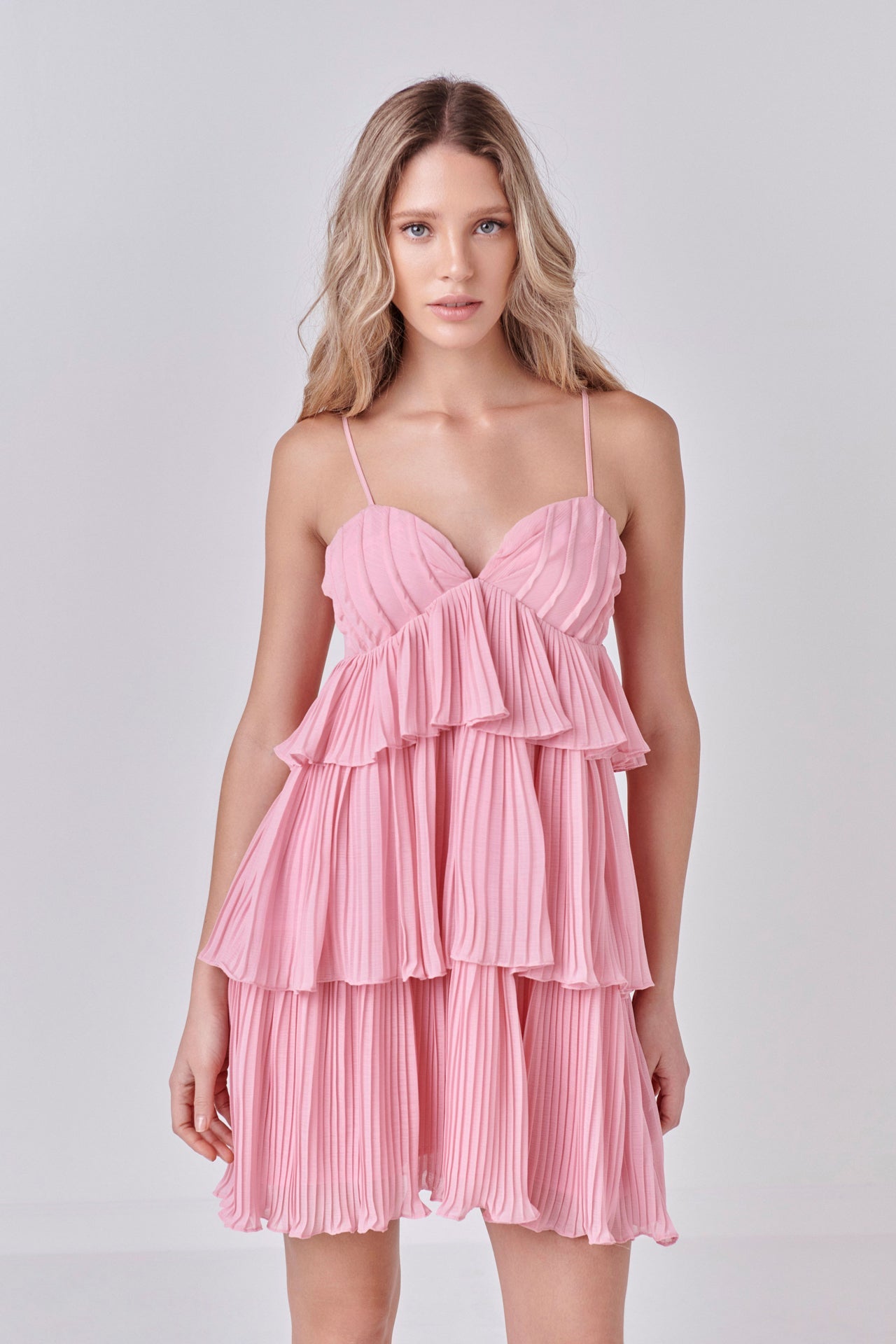 ENDLESS ROSE - Chiffon Pleated Corset Mini Dress - DRESSES available at Objectrare