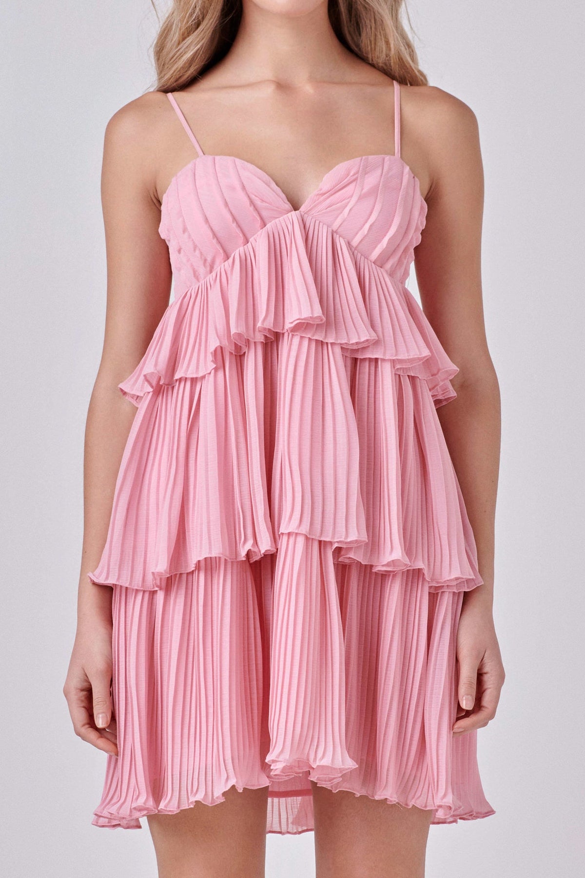 ENDLESS ROSE - Chiffon Pleated Corset Mini Dress - DRESSES available at Objectrare