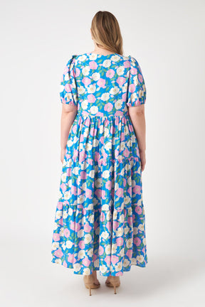ENGLISH FACTORY - Floral Puff Sleeve Midi Dress - DRESSES available at Objectrare