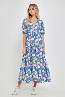ENGLISH FACTORY - Floral Puff Sleeve Midi Dress - DRESSES available at Objectrare