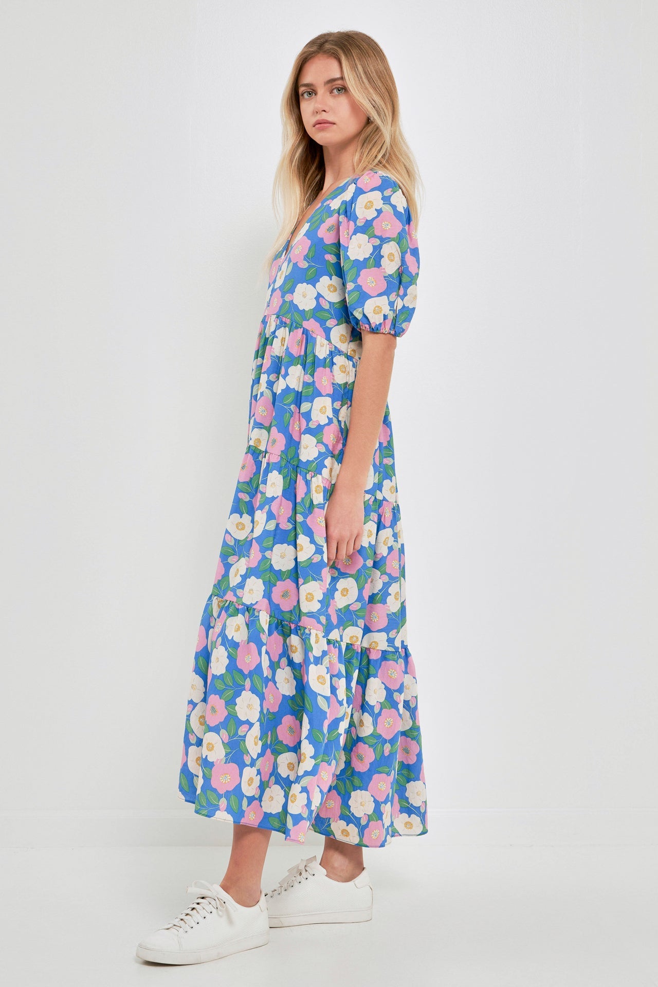 ENGLISH FACTORY - Floral Puff Sleeve Midi Dress - DRESSES available at Objectrare