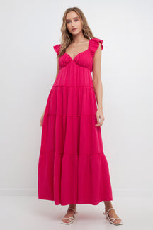 FREE THE ROSES - Maxi Sweetheart Dress With Raw Edge Details - DRESSES available at Objectrare