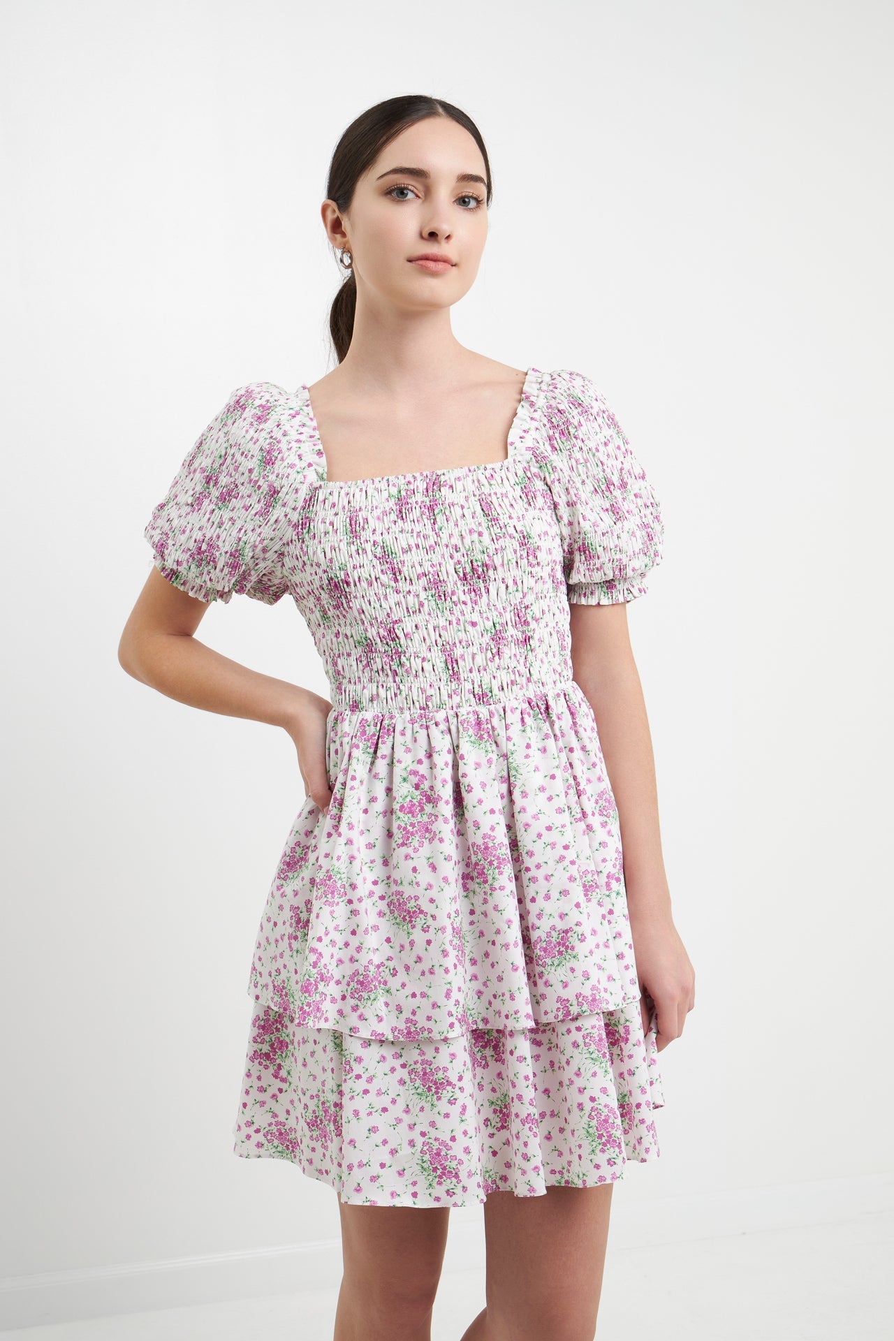 ENGLISH FACTORY - Tiered Smocked Mini Dress - DRESSES available at Objectrare