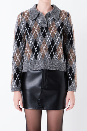 GREY LAB - Grey Lab - Argyle Collared Sweater - SWEATERS & KNITS available at Objectrare