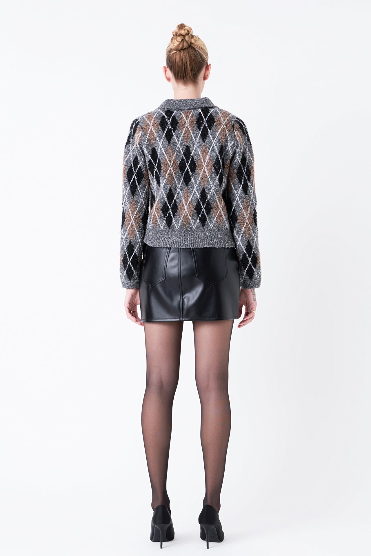GREY LAB - Argyle Collared Sweater - SWEATERS & KNITS available at Objectrare