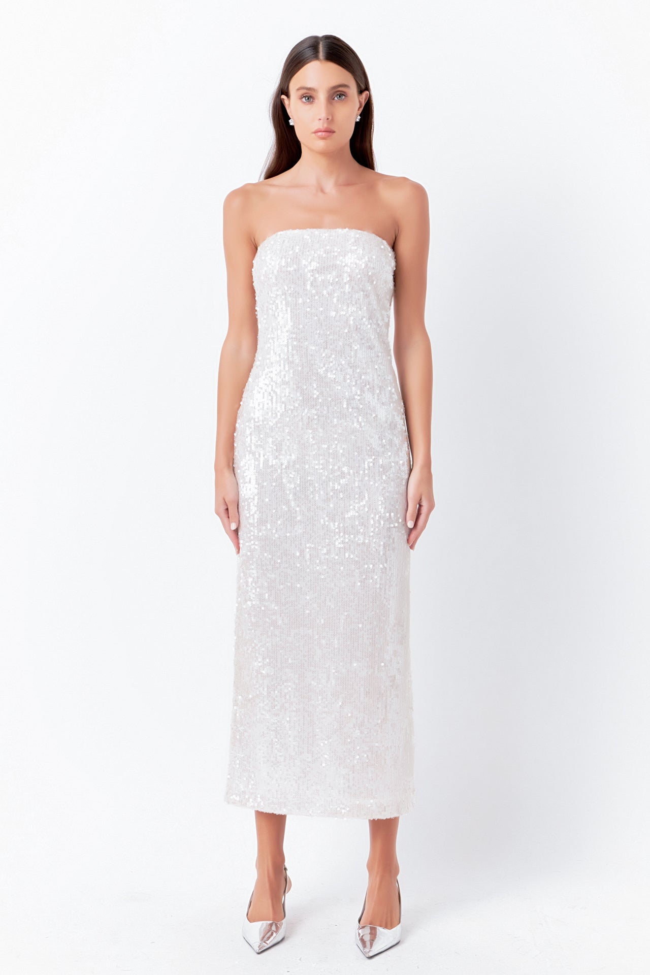 ENDLESS ROSE - Strapless Sequins Maxi Dress - DRESSES available at Objectrare