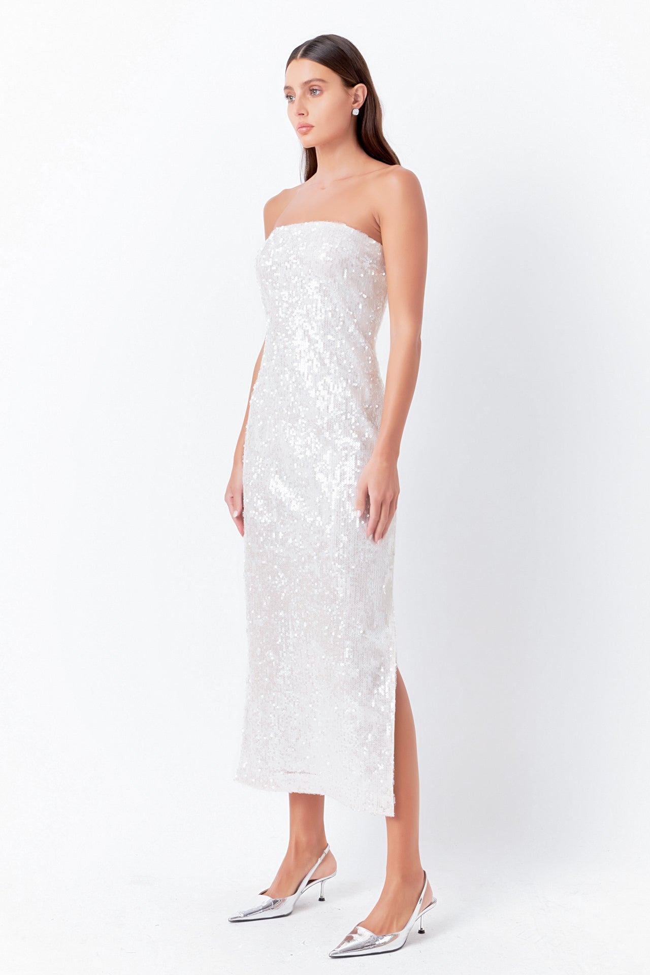 ENDLESS ROSE - Strapless Sequins Maxi Dress - DRESSES available at Objectrare