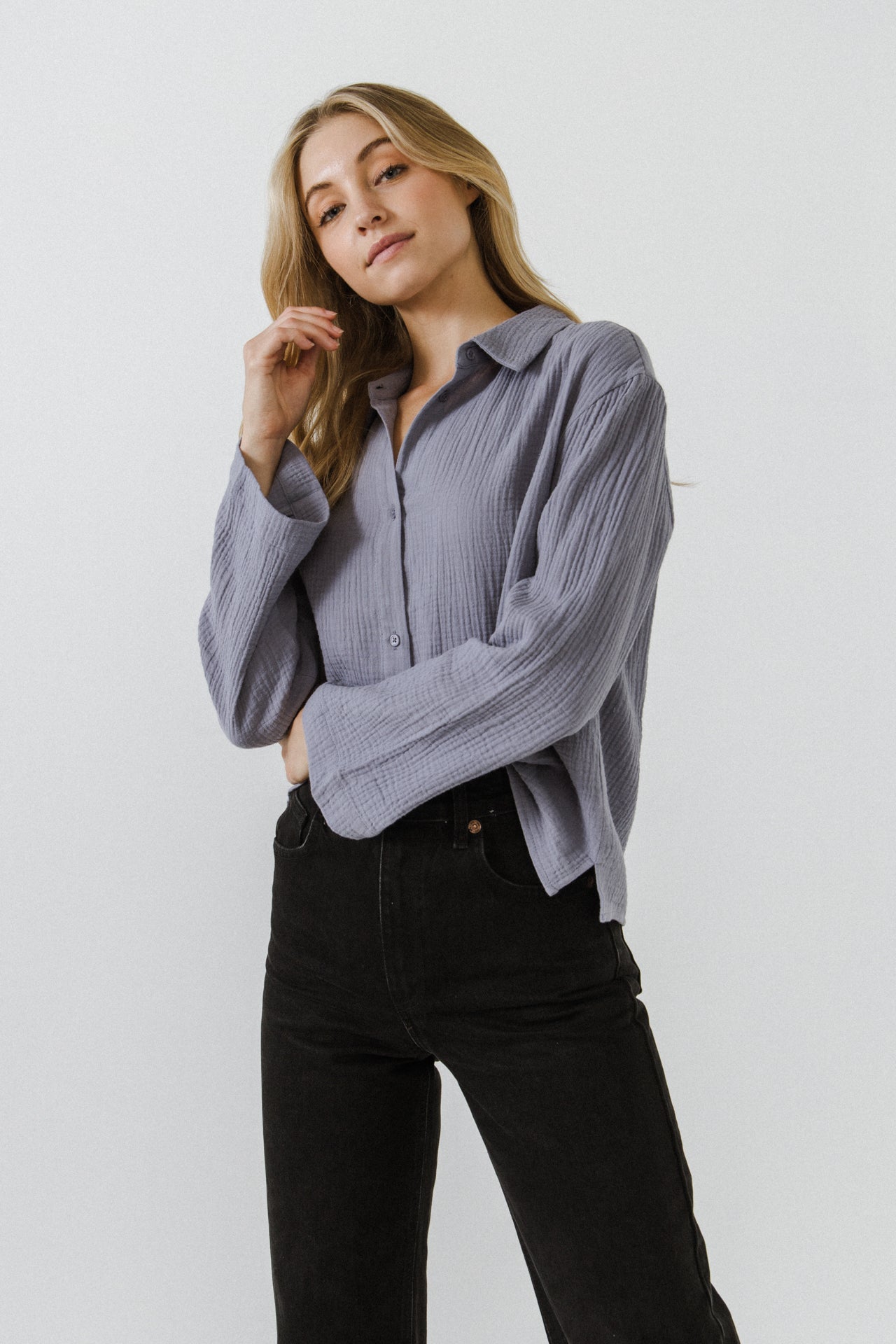 FREE THE ROSES - Gauze Button-Down Top - TOPS available at Objectrare