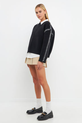 ENGLISH FACTORY - Whip Stitch Sweater - TOPS available at Objectrare