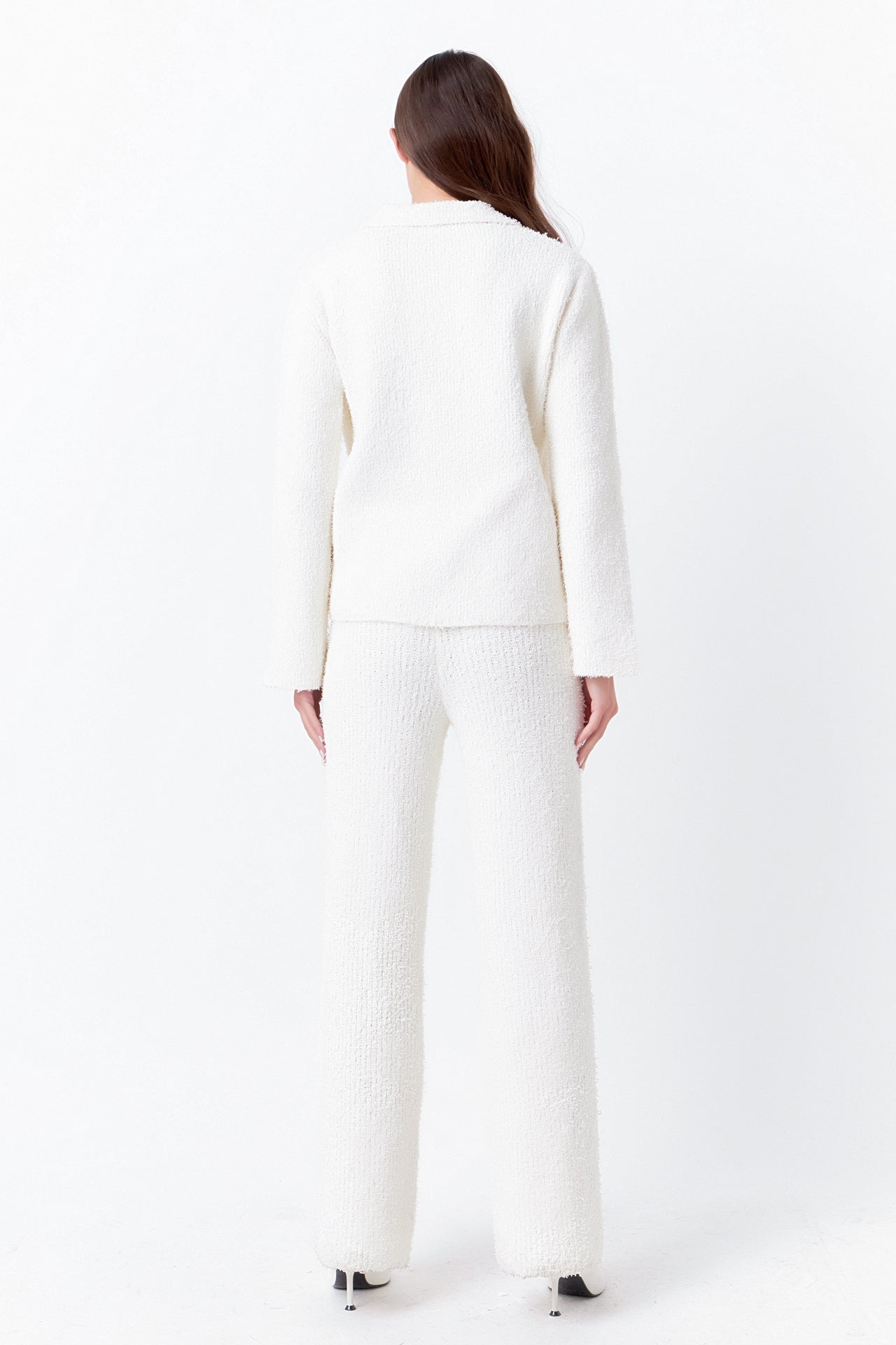 ENDLESS ROSE - Textured Fuzzy Collared Sweater - SWEATERS & KNITS available at Objectrare