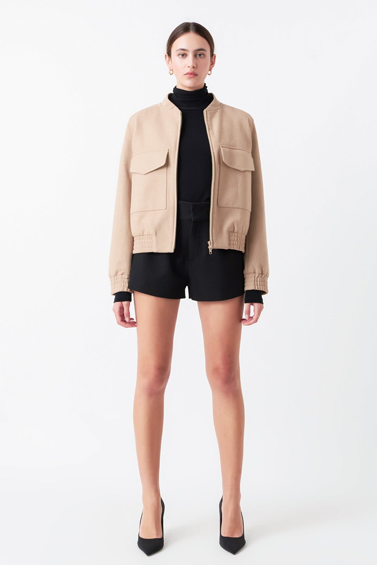 ENDLESS ROSE - Wool Bomber Pocket Jacket - JACKETS available at Objectrare