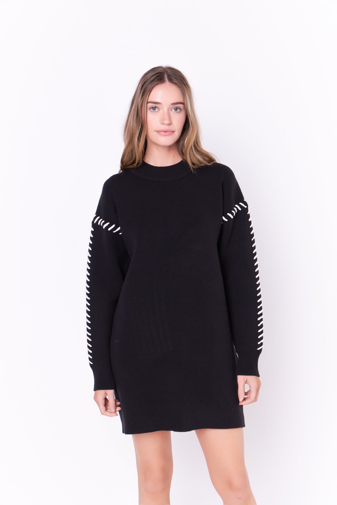 Whip Stitched Knit Mini Dress