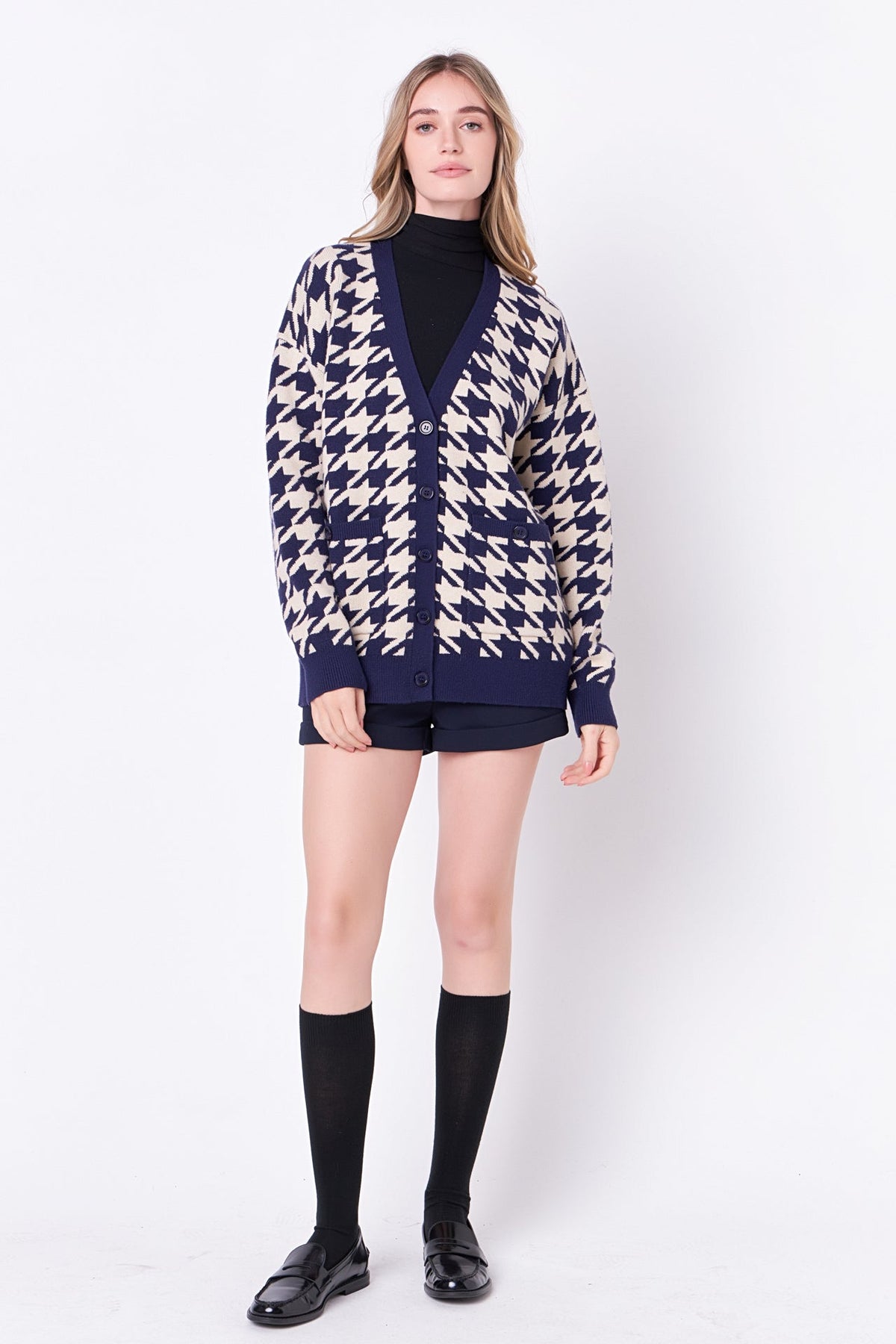 ENGLISH FACTORY - Knit Houndstooth Cardigan - SWEATERS & KNITS available at Objectrare