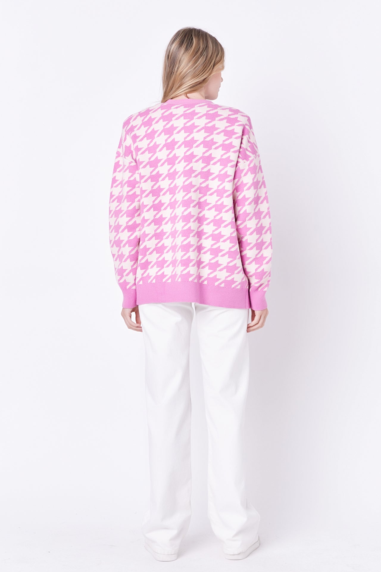 ENGLISH FACTORY - Knit Houndstooth Cardigan - SWEATERS & KNITS available at Objectrare