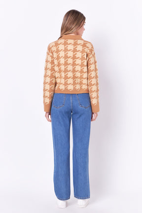 ENGLISH FACTORY - Houndstooth Collared Sweater - SWEATERS & KNITS available at Objectrare