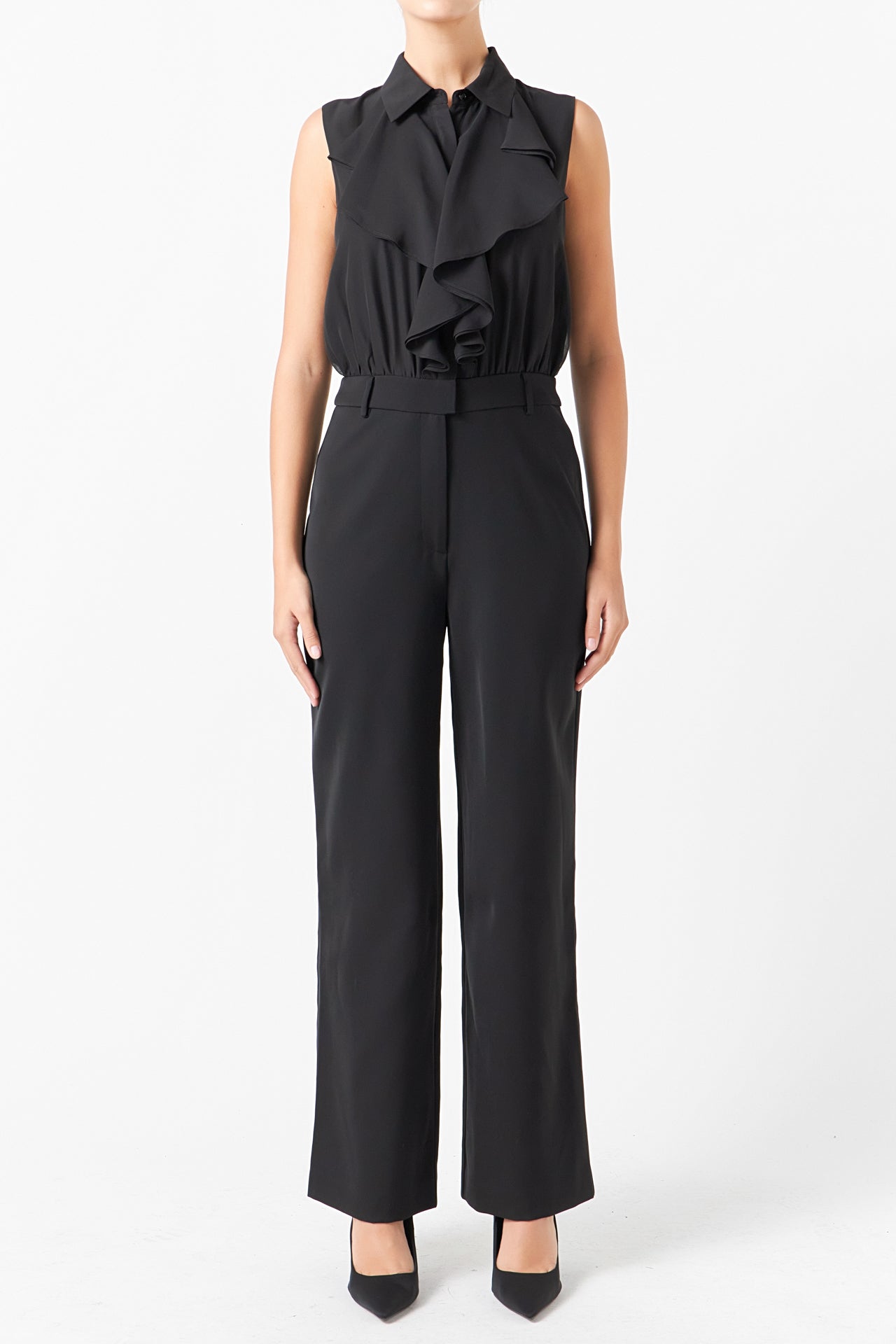 ENDLESS ROSE - Sleeveless Ruffle Jumpsuit - JUMPSUITS available at Objectrare