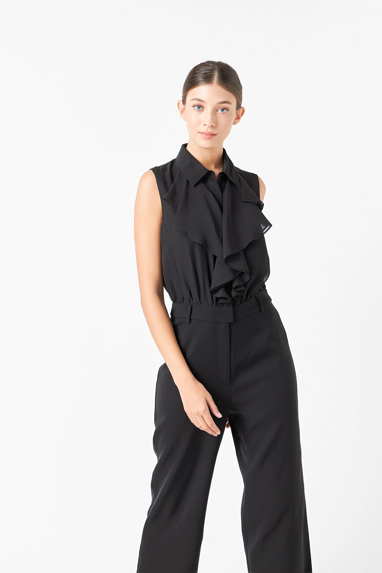 ENDLESS ROSE - Sleeveless Ruffle Jumpsuit - JUMPSUITS available at Objectrare