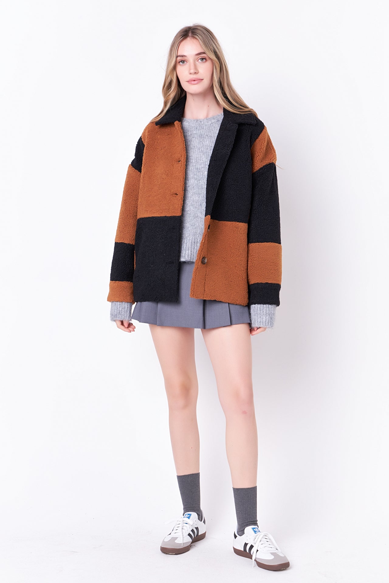 ENGLISH FACTORY - Oversize Teddy Check Jacket - OUTERWEAR available at Objectrare