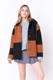 ENGLISH FACTORY - Oversize Teddy Check Jacket - OUTERWEAR available at Objectrare