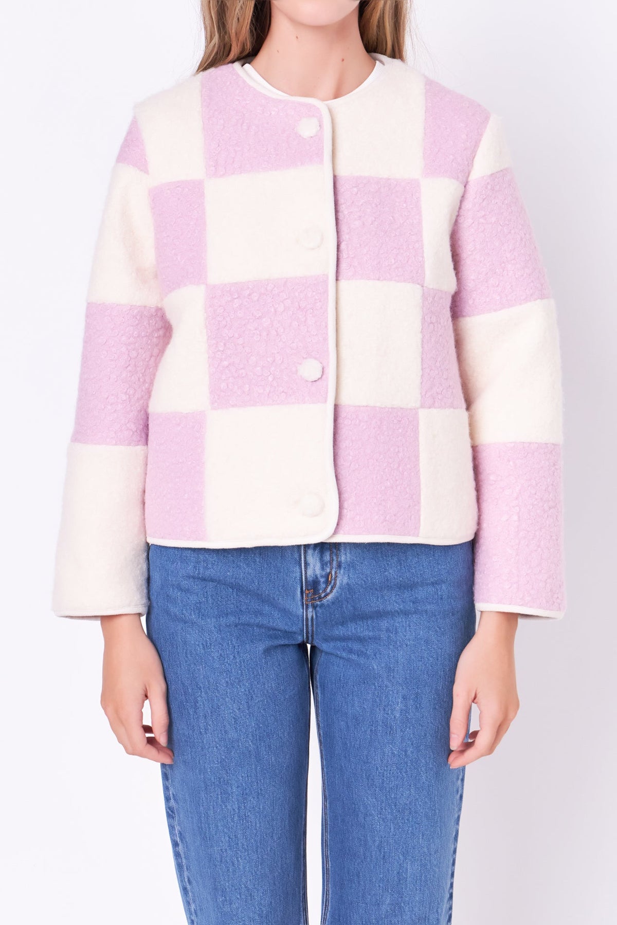 ENGLISH FACTORY - Shearling Check Cardigan - CARDIGANS available at Objectrare