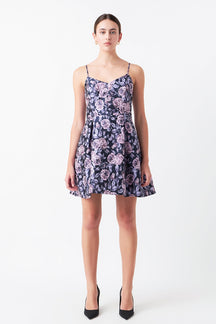 ENDLESS ROSE - Floral Jacquard Mini Dress - DRESSES available at Objectrare