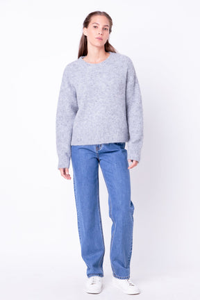 ENGLISH FACTORY - Blend Cropped Fuzzy Sweater - SWEATERS & KNITS available at Objectrare