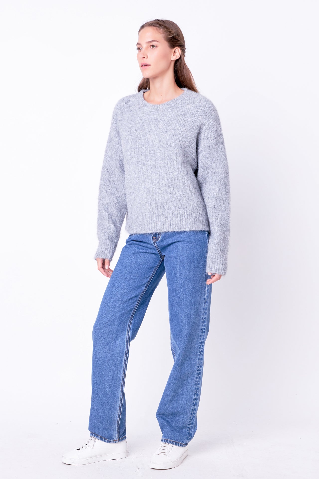 ENGLISH FACTORY - Blend Cropped Fuzzy Sweater - SWEATERS & KNITS available at Objectrare