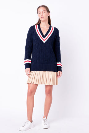 ENGLISH FACTORY - Cable Knit Pleated Sweater Dress - DRESSES available at Objectrare