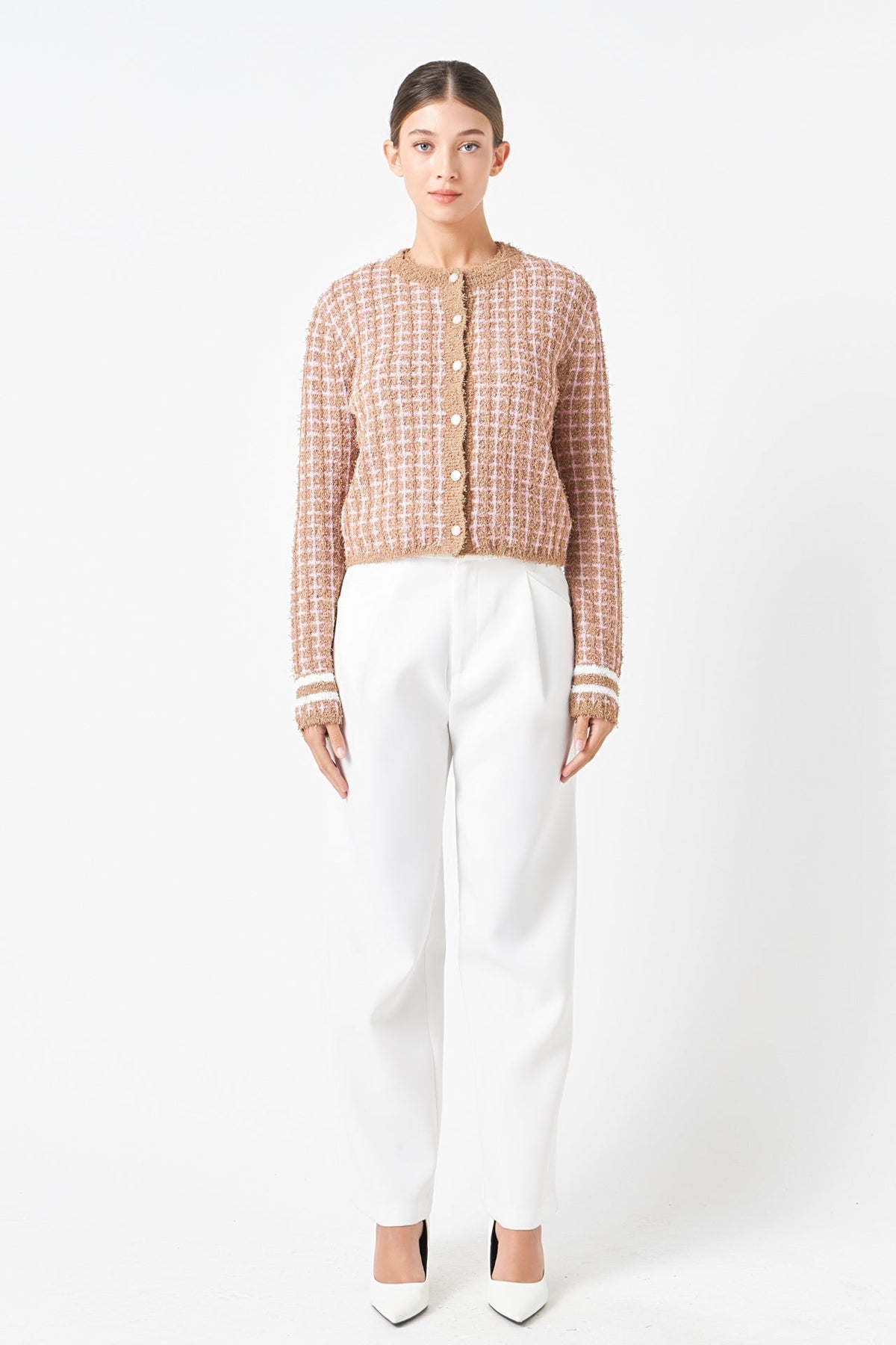 ENDLESS ROSE - Check Sweater Cardigan - SWEATERS & KNITS available at Objectrare