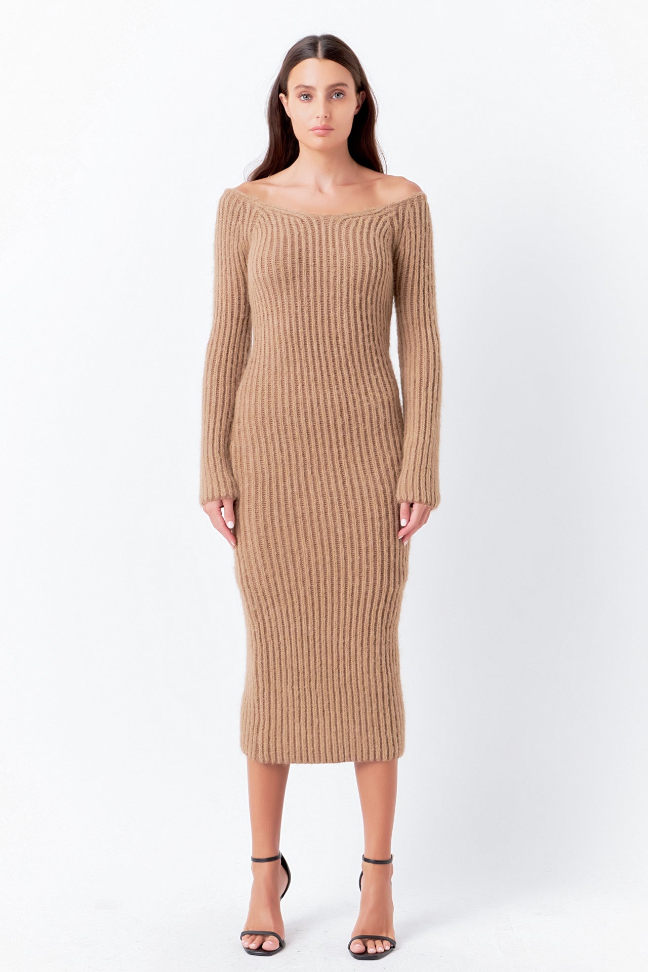 ENDLESS ROSE - Knit Off Shoulder Maxi Dress - DRESSES available at Objectrare