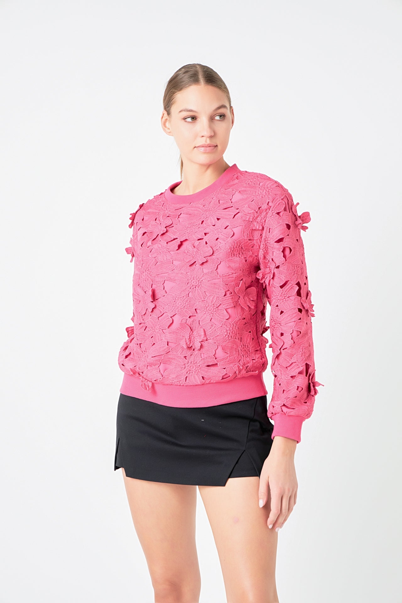 ENDLESS ROSE - Floral Lace Sweater - HOODIES &SWEATSHIRTS available at Objectrare