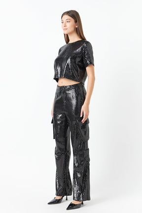 ENDLESS ROSE - Sequins Cargo Pants - PANTS available at Objectrare